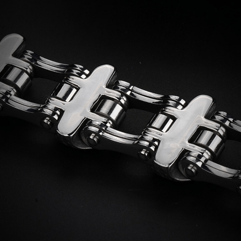 Bracelet Chaîne de Moto Lion Argenté en Acier