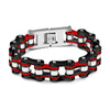 Bracelet Chaîne de Moto Rouge et Noir en Acier