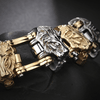 Bracelet Chaîne de Moto Têtes de Lion en Acier