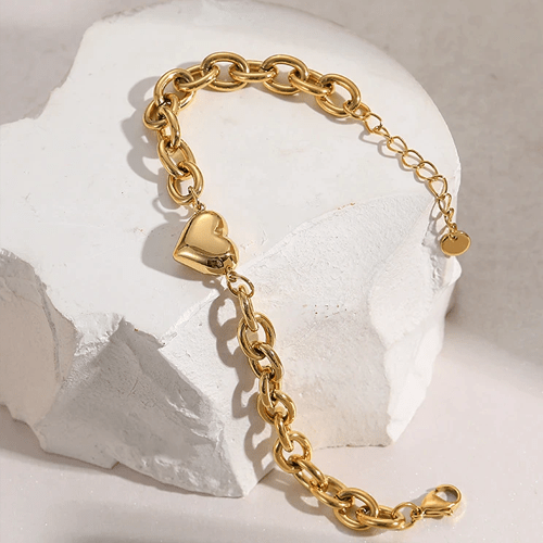 Bracelet chaine maillons avec coeur
