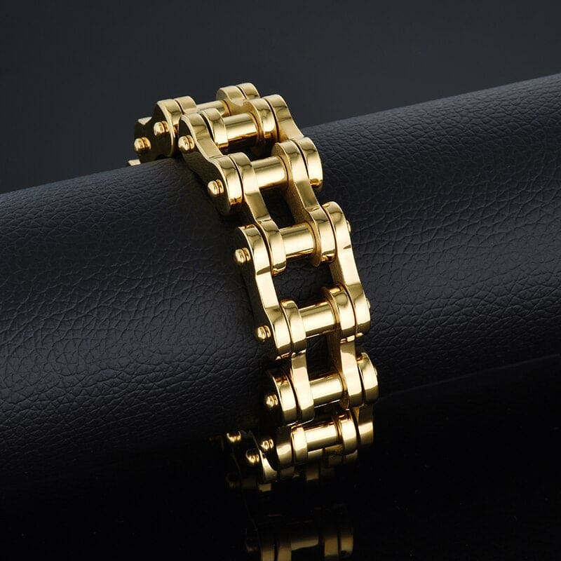 Bracelet chaine moto or