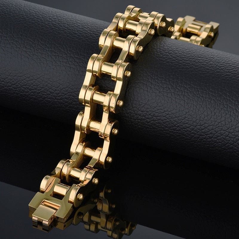 Bracelet chaine moto or