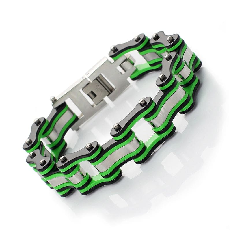 Bracelet chaine moto vert