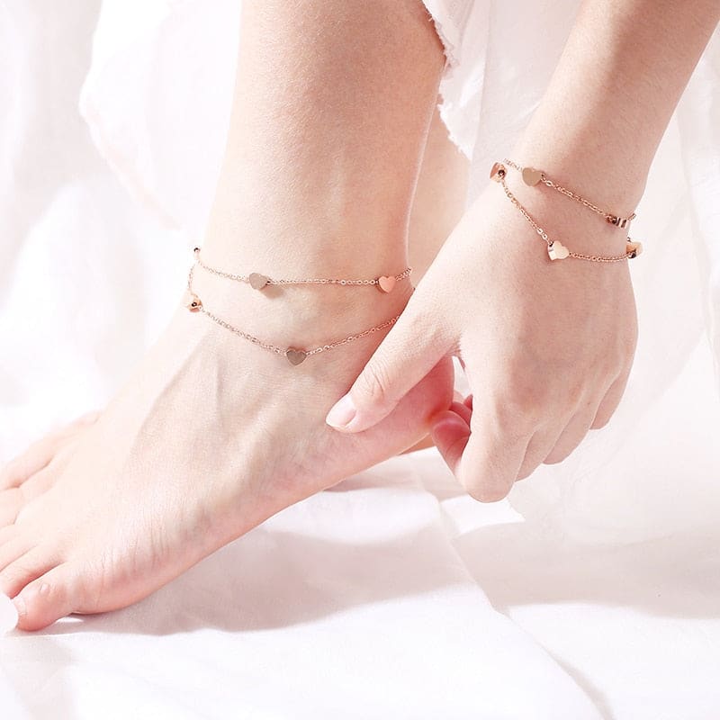 Bracelet de cheville coeur