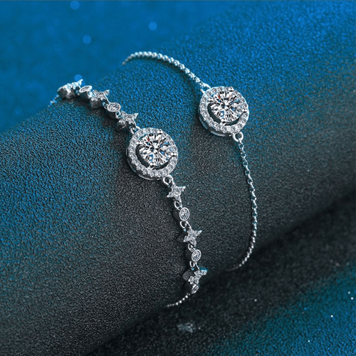 Bracelet Femme En Argent 925 Réglable - 2 Pièces - Imperméable - Design Perles Et Chaîne - Cadeau élégant - 5