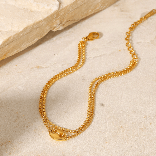 Bracelet graine de café acier inoxydable doré