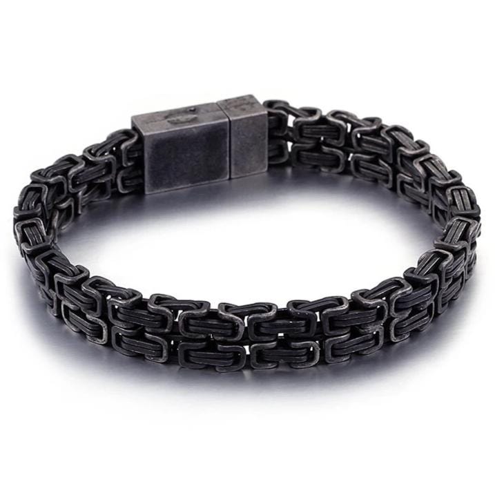 Bracelet Noir Chaîne Homme en Acier