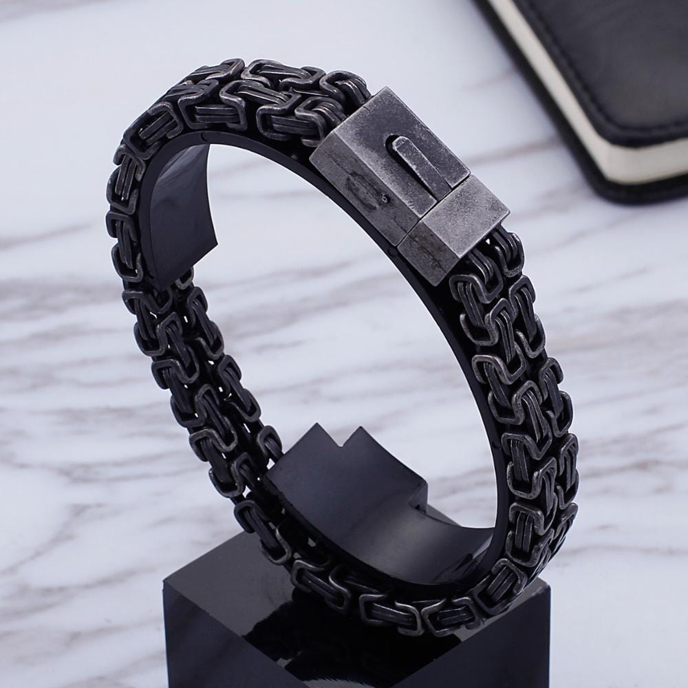 Bracelet Noir Chaîne Homme en Acier