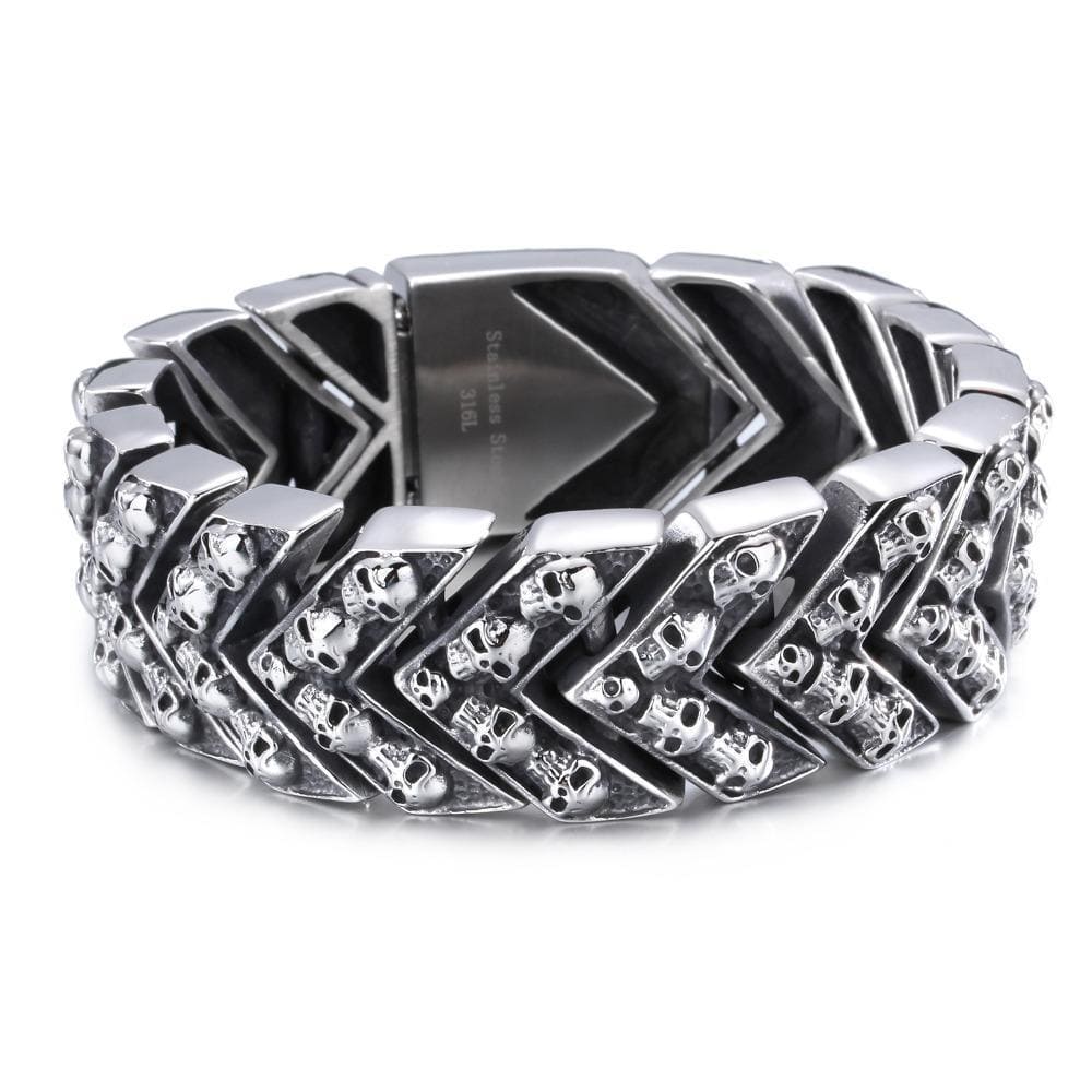 Bracelet Tête de Mort pour Biker en Acier Homme