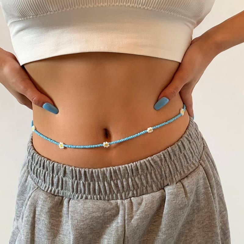 Chaine de taille avec fleurs colorées