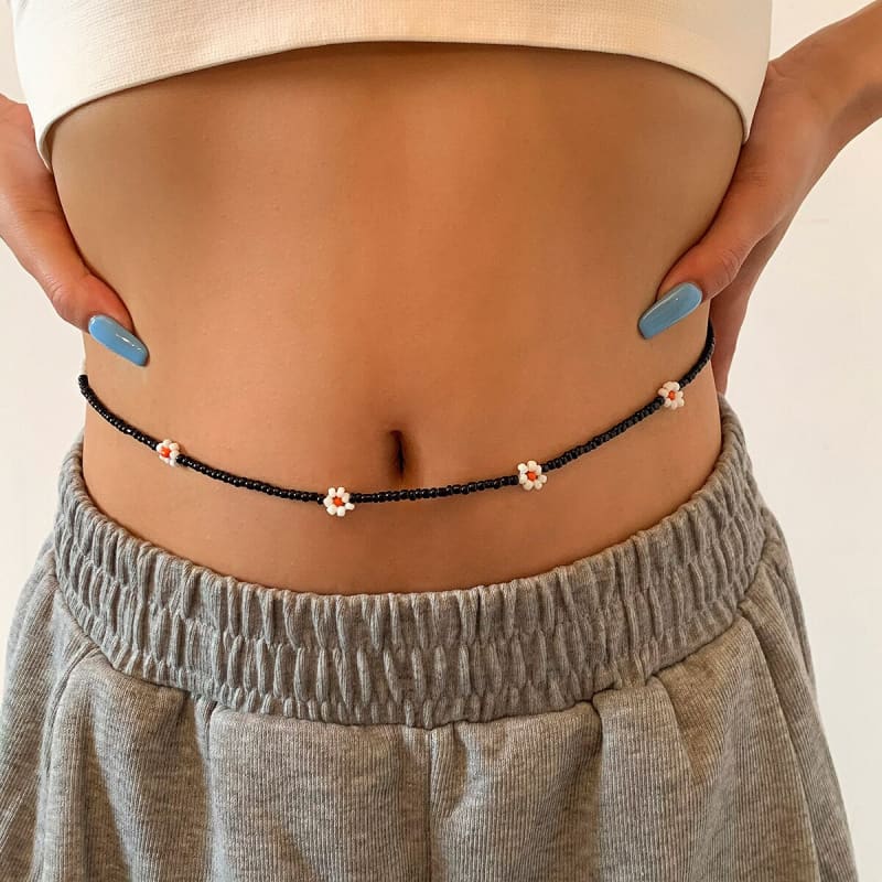 Chaine de taille avec fleurs colorées