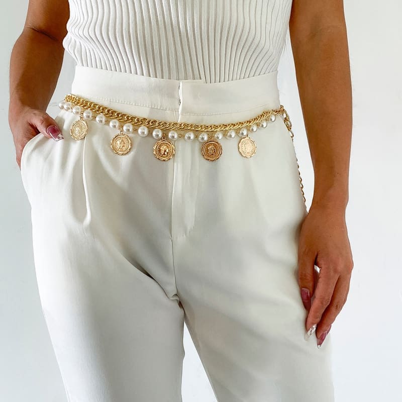Chaine de taille avec perle et pièce