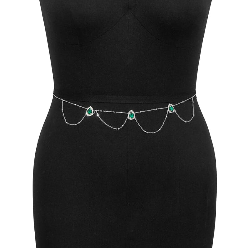 Chaine de taille bohème vert