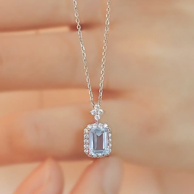 Collier argent topaze bleu