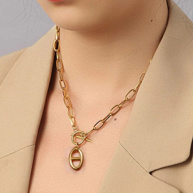 Collier chaine grain de café fermoir t