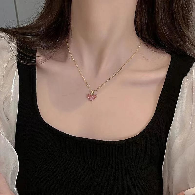 Collier coeur rose