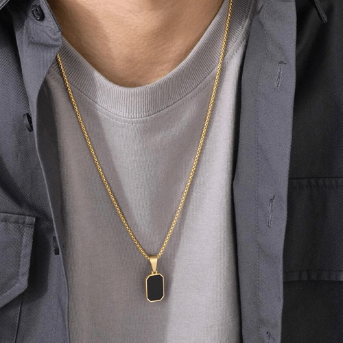 Collier double chaine pendentif homme