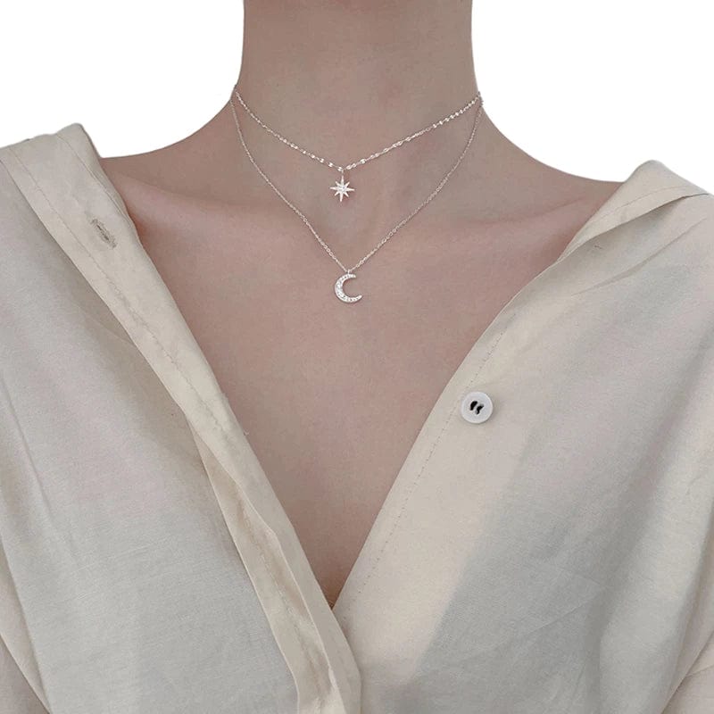 Collier double rang lune
