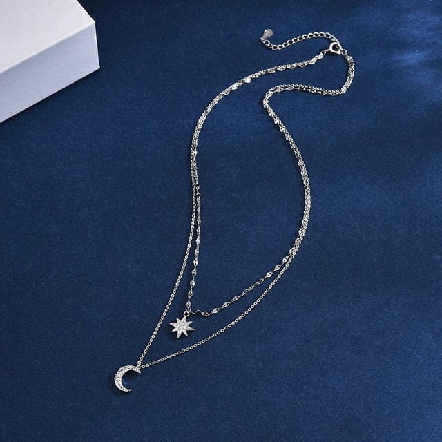 Collier double rang lune