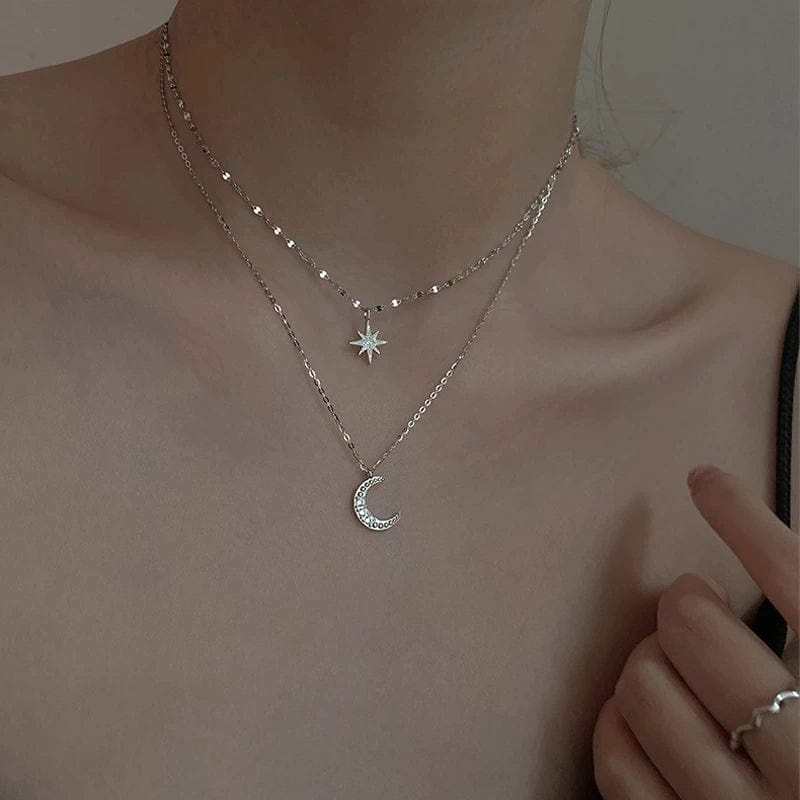Collier double rang lune