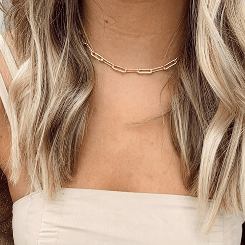 Collier maille trombone or