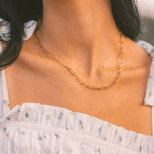 Collier maille trombone or