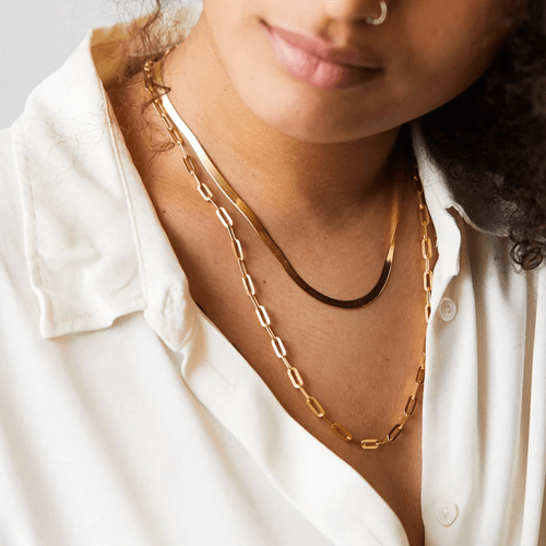 Collier maille trombone or