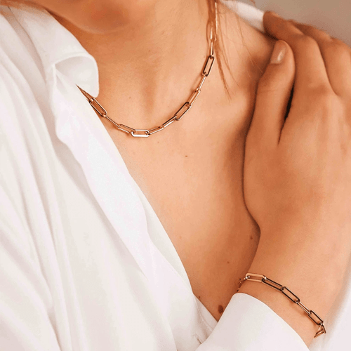 Collier maille trombone or