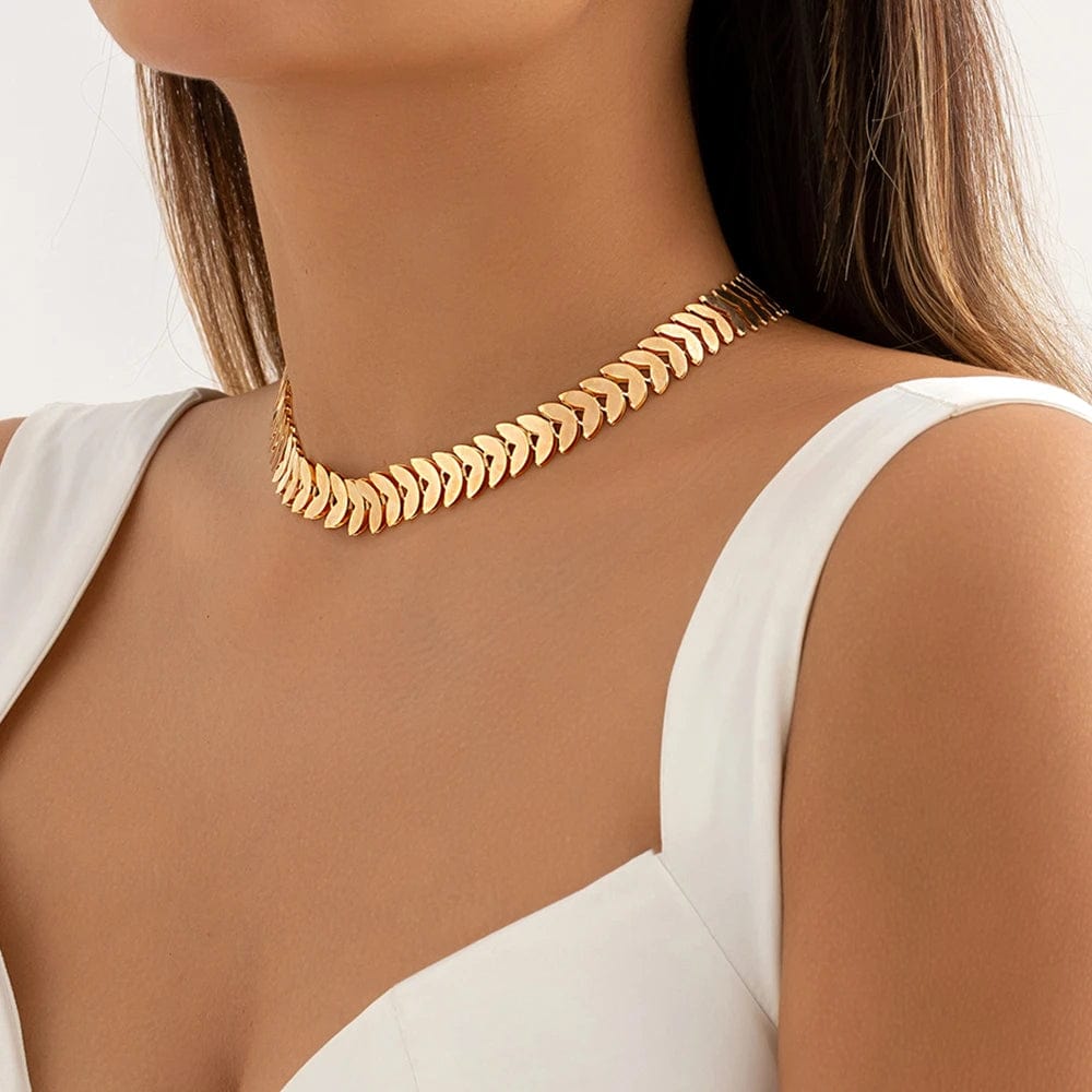 Collier ras de cou feuille