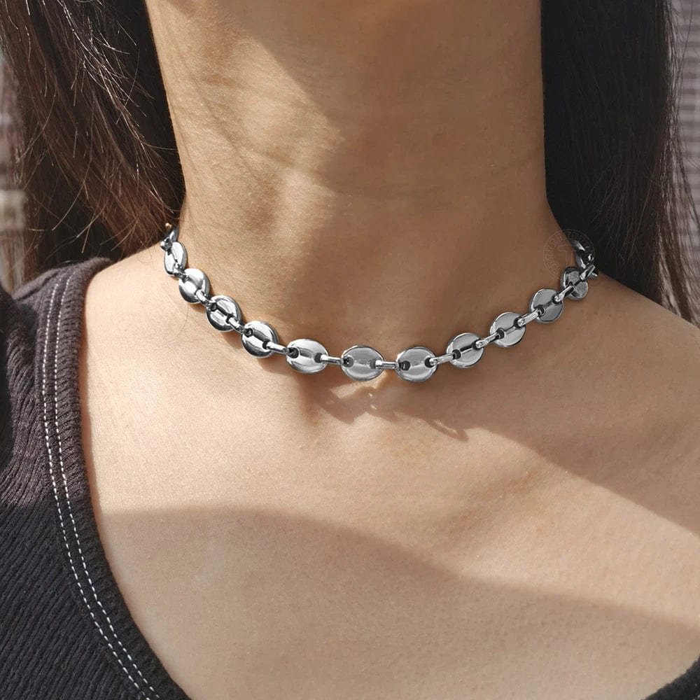 Collier ras de cou grain de cafe fin